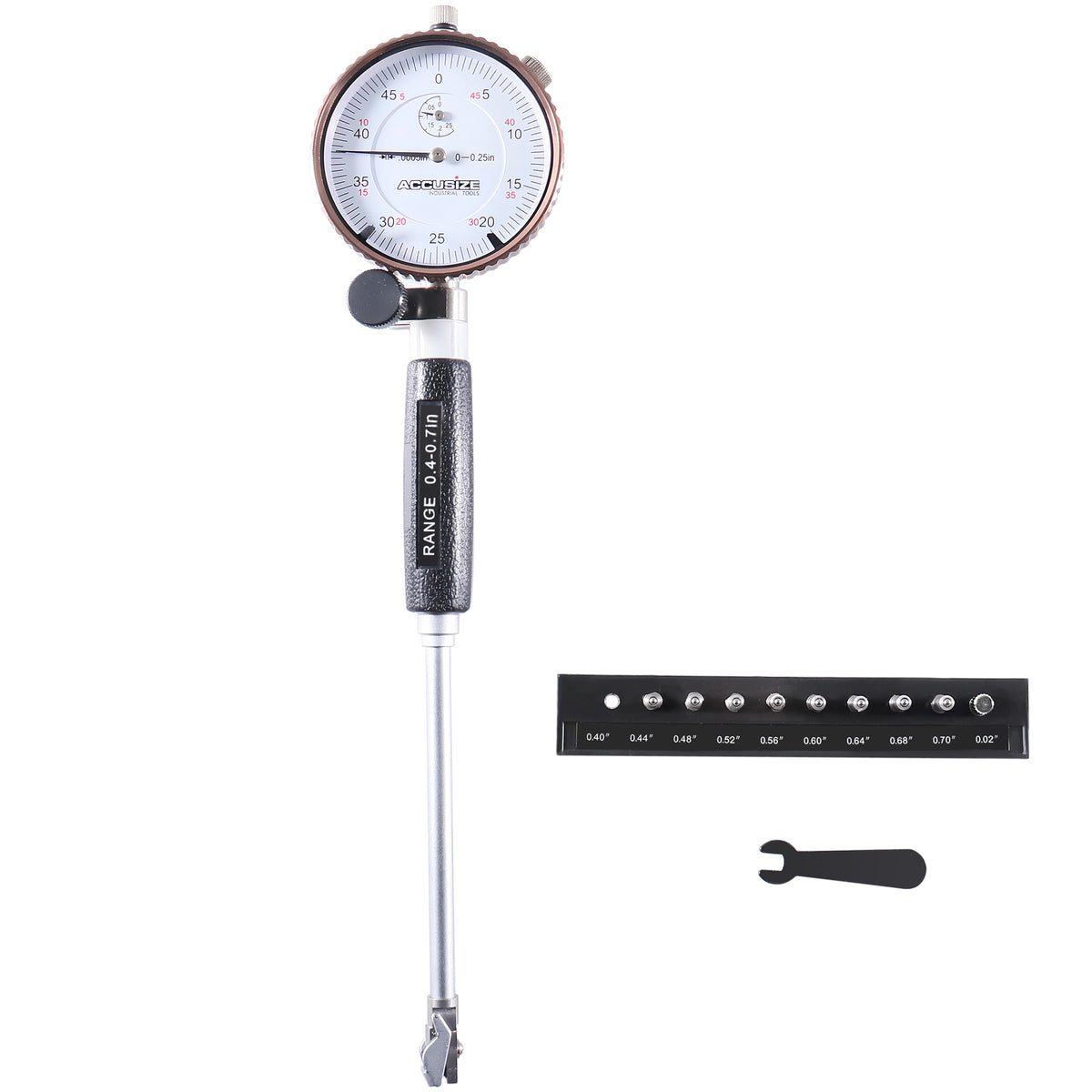 0.4-0.7'' by 0.0005'' Dial Bore Gage, Stem Length 4'', Ee20-5007