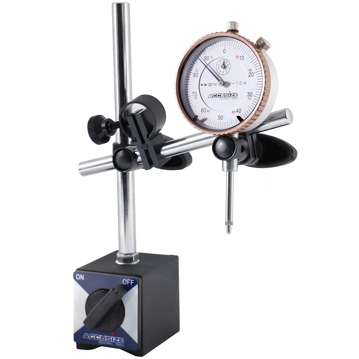 0-1'' by 0.001'' Dial Indicator with Magnetic Base Set, 60 Kg Capacity, Eg00-1038