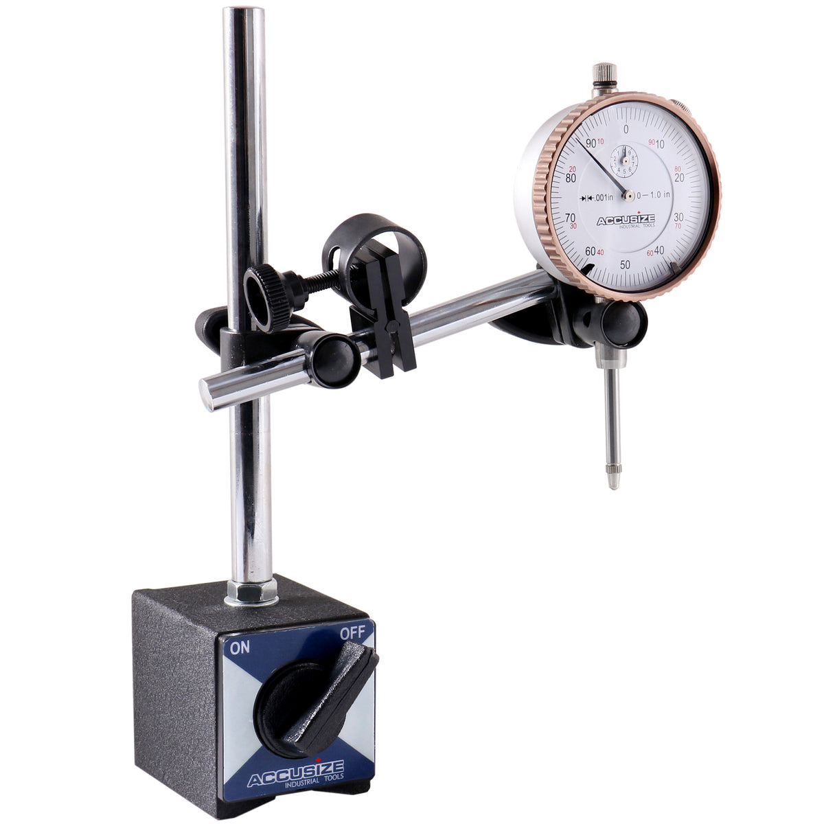 0-1'' by 0.001'' Dial Indicator with Magnetic Base Set, 60 Kg Capacity, Eg00-1038