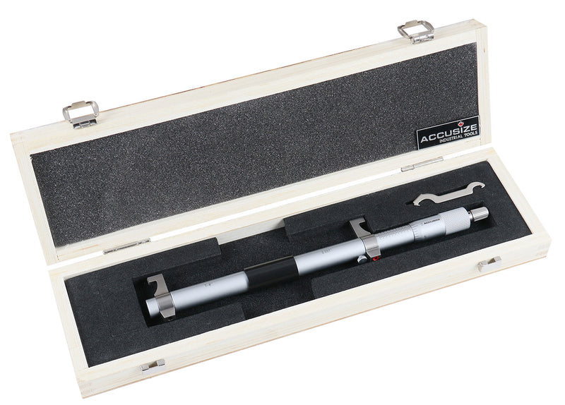 7-8'' by 0.001'' Inside Micrometer in Fitted Case, Satin Chrome Finished, Eg00-3228