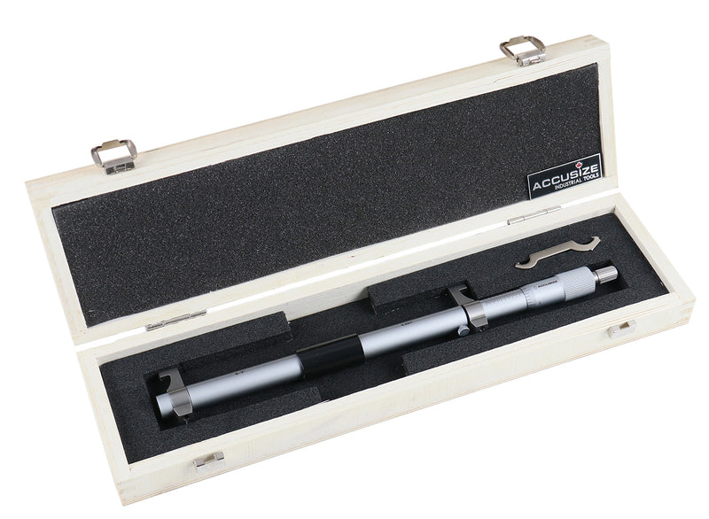 8-9'' by 0.001'' Inside Micrometer in Fitted Case, Satin Chrome Finished, Eg00-3229