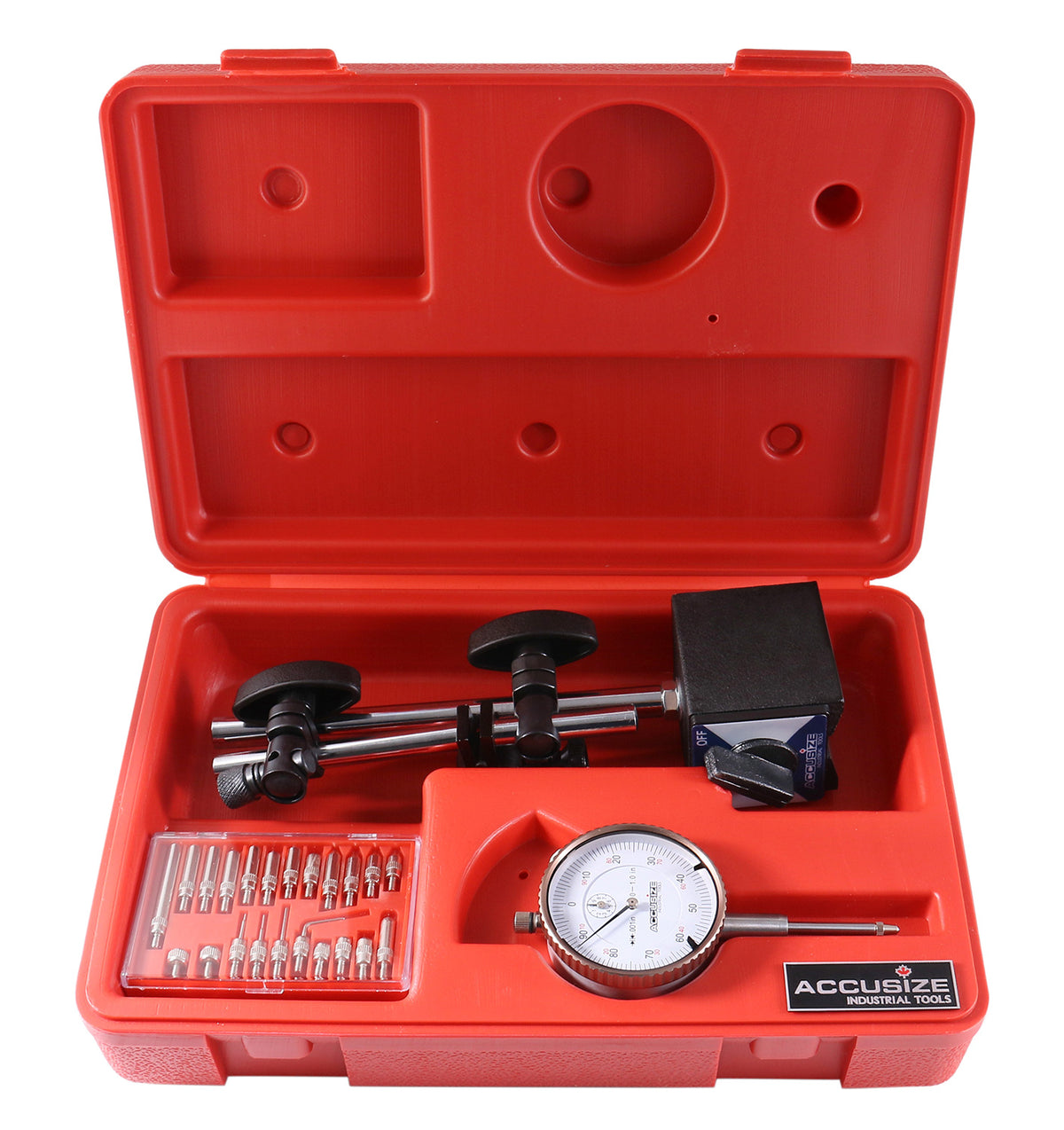 3 Pc Set, 110 Lb Capacity Magnetic Base, 0-1'' by 0.001'' Dial Indicator and 22 Ps Indicator Point Kit, Eg01-1039