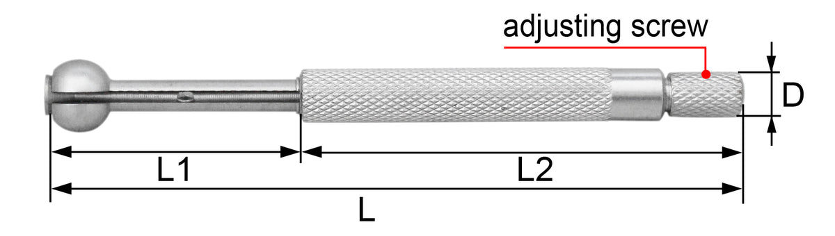 4 Pc Small Hole Gauge Set, Ball Type, inch/mm, 1/8 to 1/5, 1/5 to 3/10, 3/10 to 2/5, 2/5 to 1/2, Eg04-5001