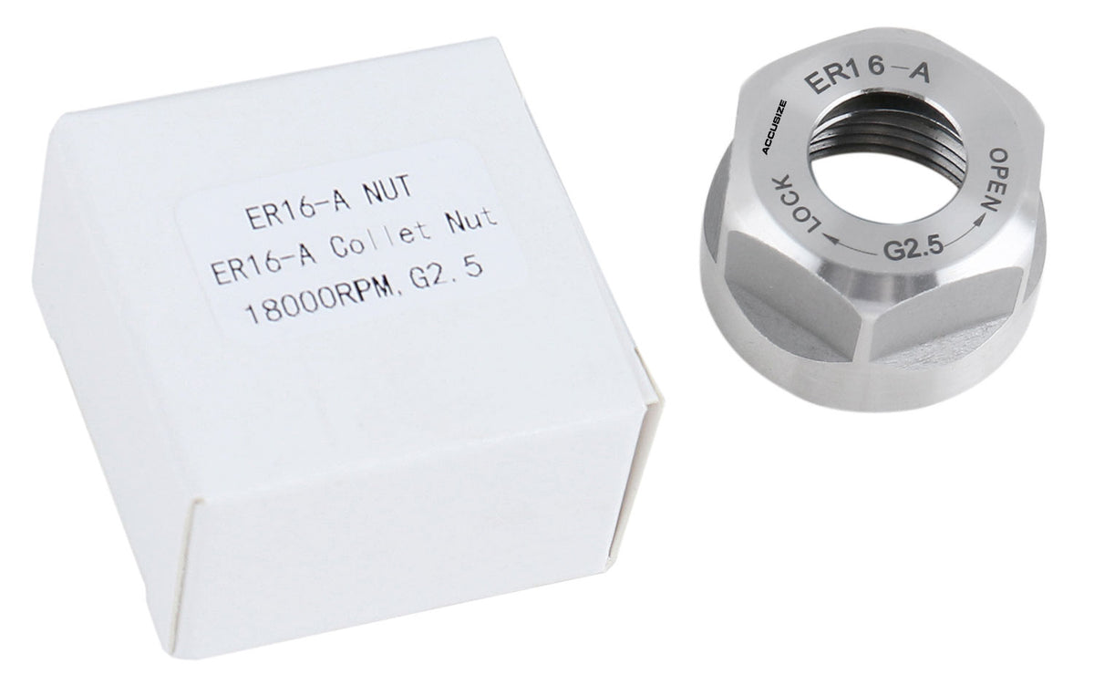 Hex ER16 Collet Nut, Slotted ER32 & ER40 Collet Nut, Balanced to 18,000 RPM at G2.5