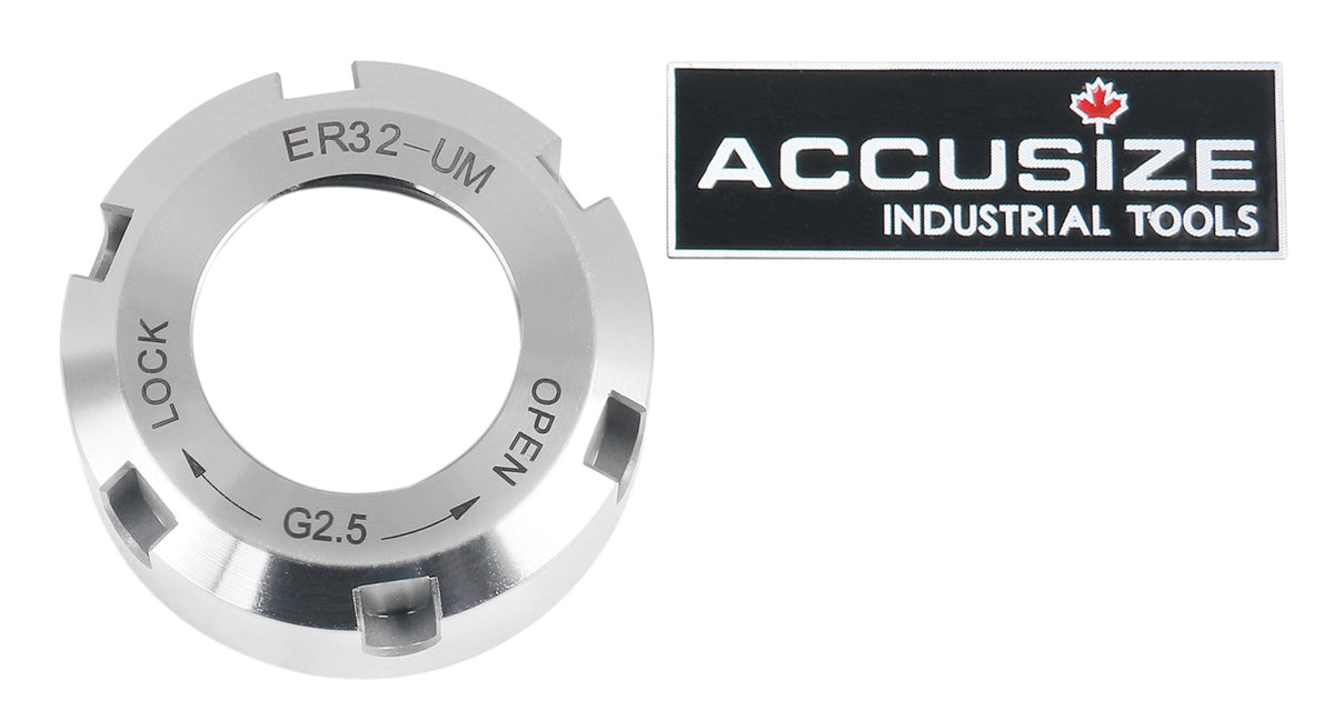 Hex ER16 Collet Nut, Slotted ER32 & ER40 Collet Nut, Balanced to 18,000 RPM at G2.5