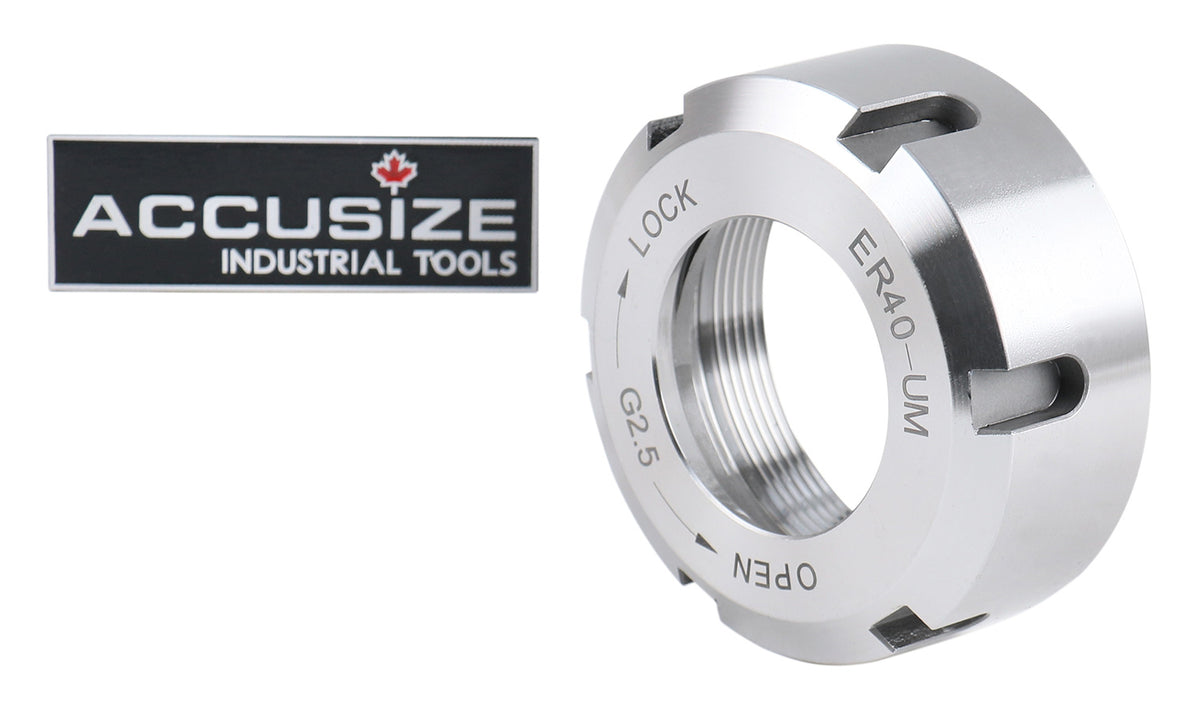 Hex ER16 Collet Nut, Slotted ER32 & ER40 Collet Nut, Balanced to 18,000 RPM at G2.5