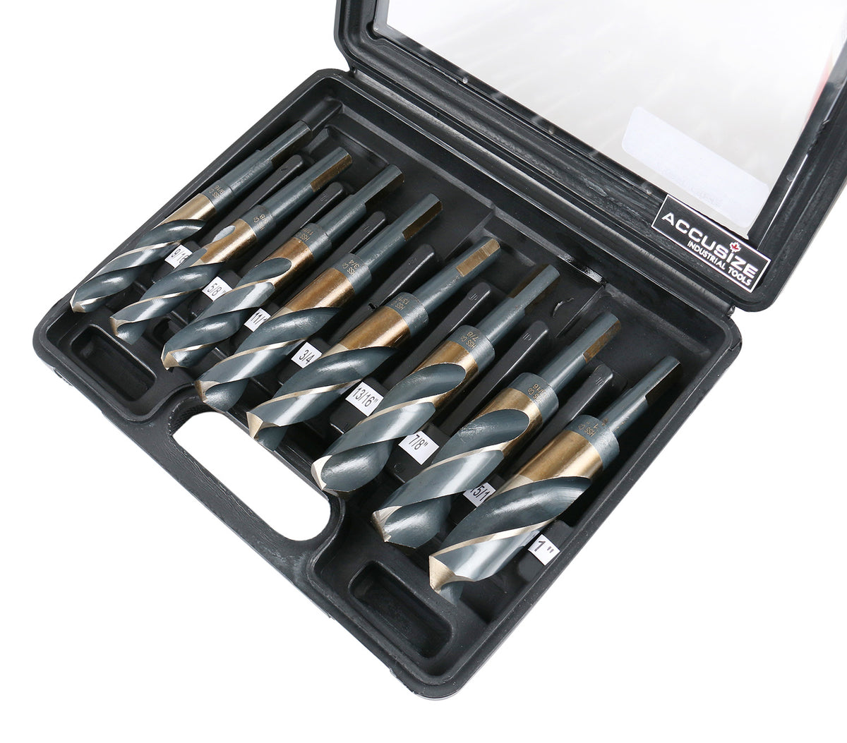 M35 (H.S.S.+5% Cobalt) 1/2" Shank and Drill - 9/16" to 1", Set of 8 Pieces, H516-6507