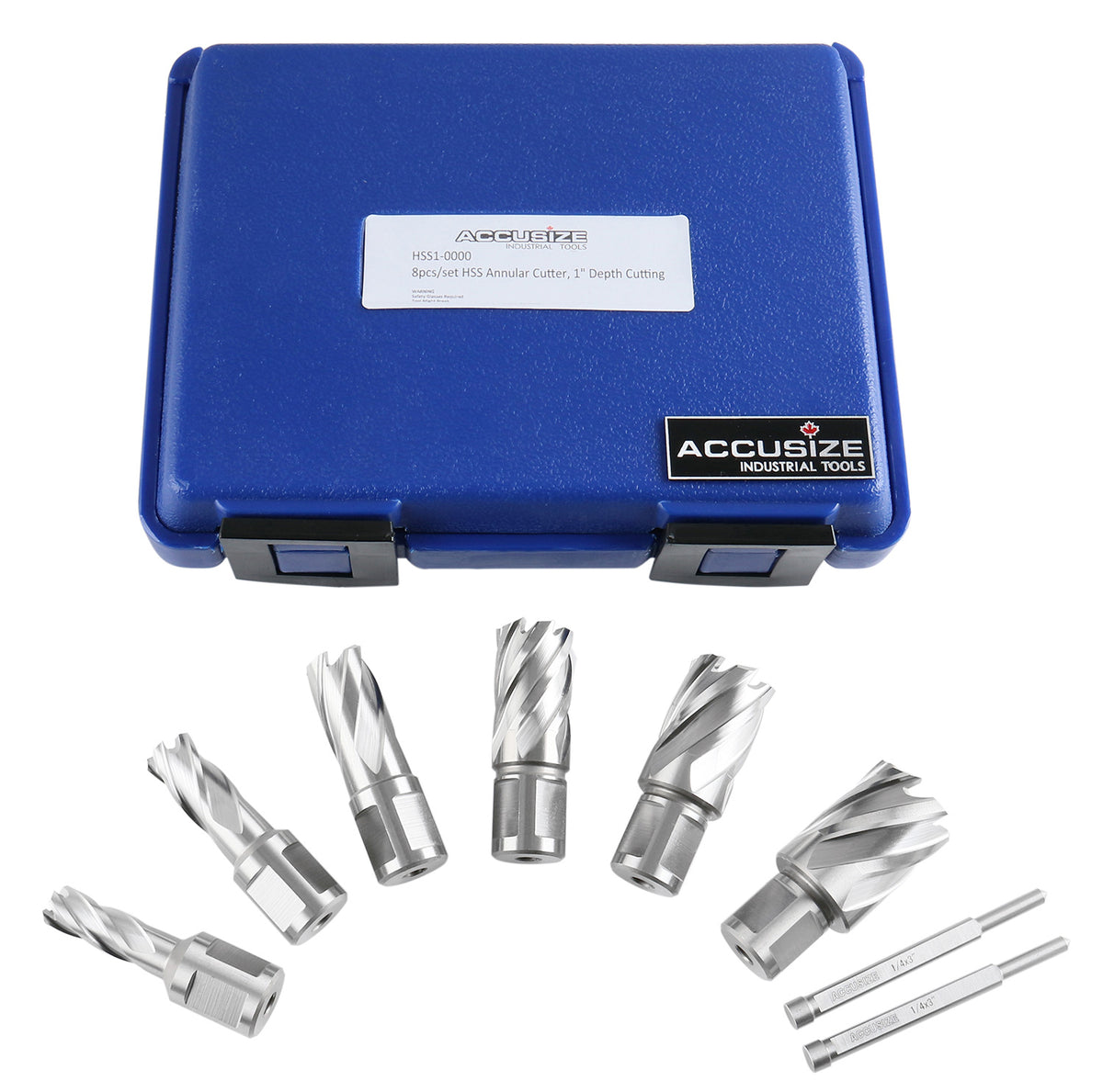 Jeu de 8 couteaux annulaires HSS de 1 po Profondeur, 7/16", 9/16", 11/16", 13/16", 15/16", 1-1/16", HCS1-0000