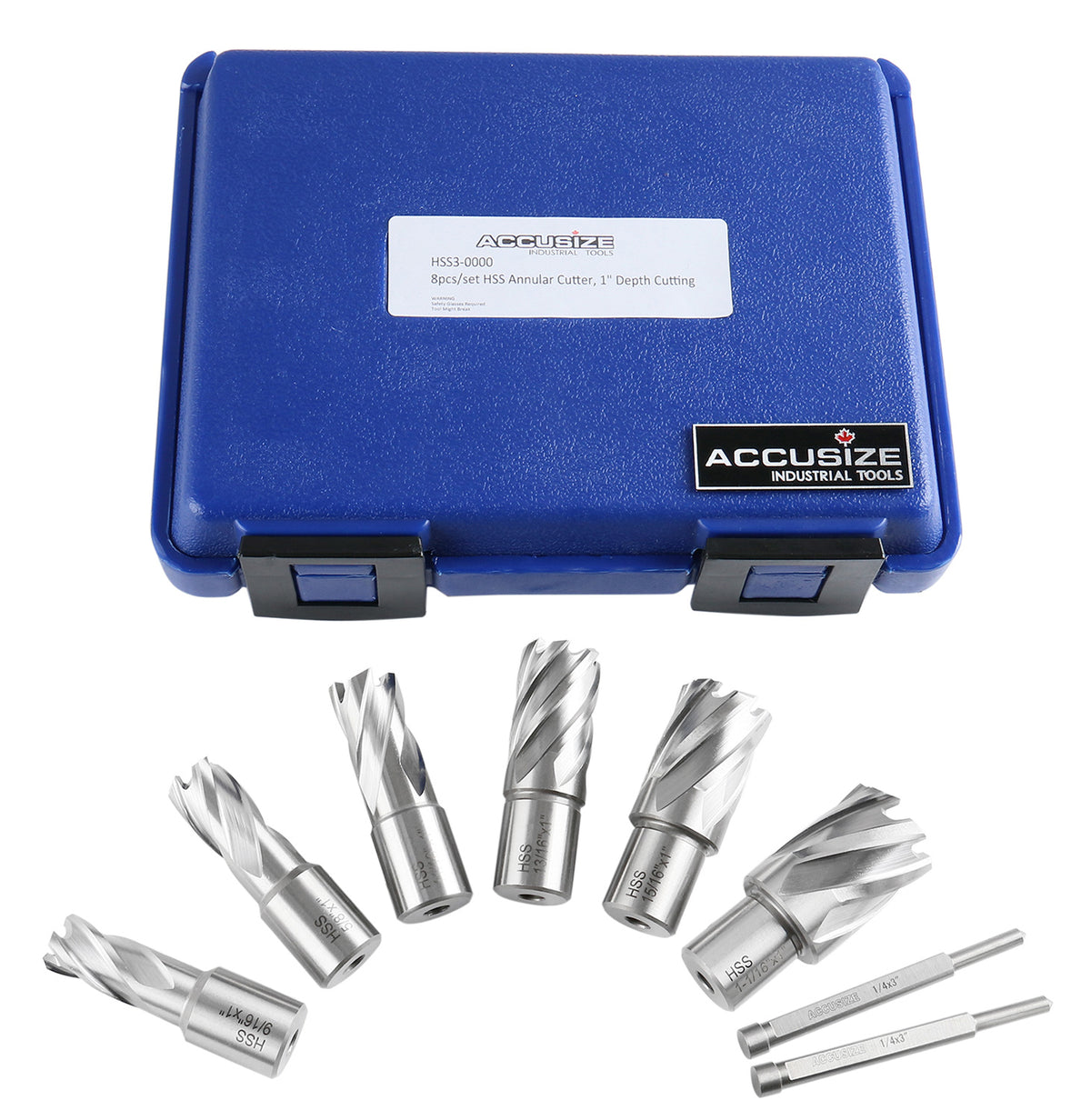 Jeu de 8 couteaux annulaires HSS de 1 po Profondeur, 9/16", 5/8", 11/16", 13/16", 15/16", 1-1/16", HCS3-0000