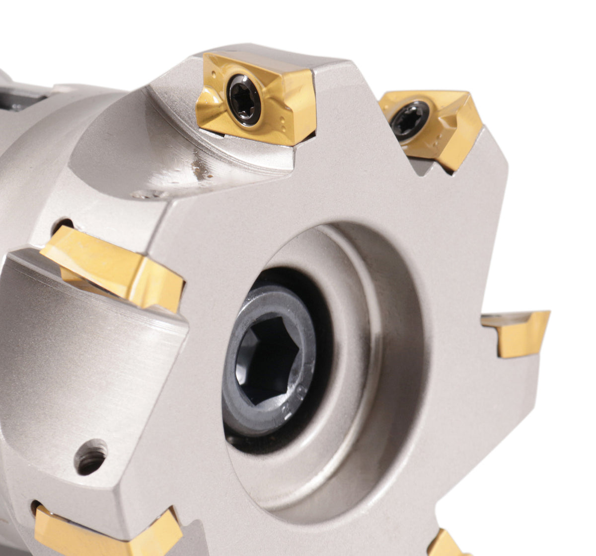 3" Dia. 7 FLute, 90° Square Shoulder Indexable Face Mill with 7pc APKT1604 Inserts Installed with ISO40 Face Mill Holder, #IS40-4518