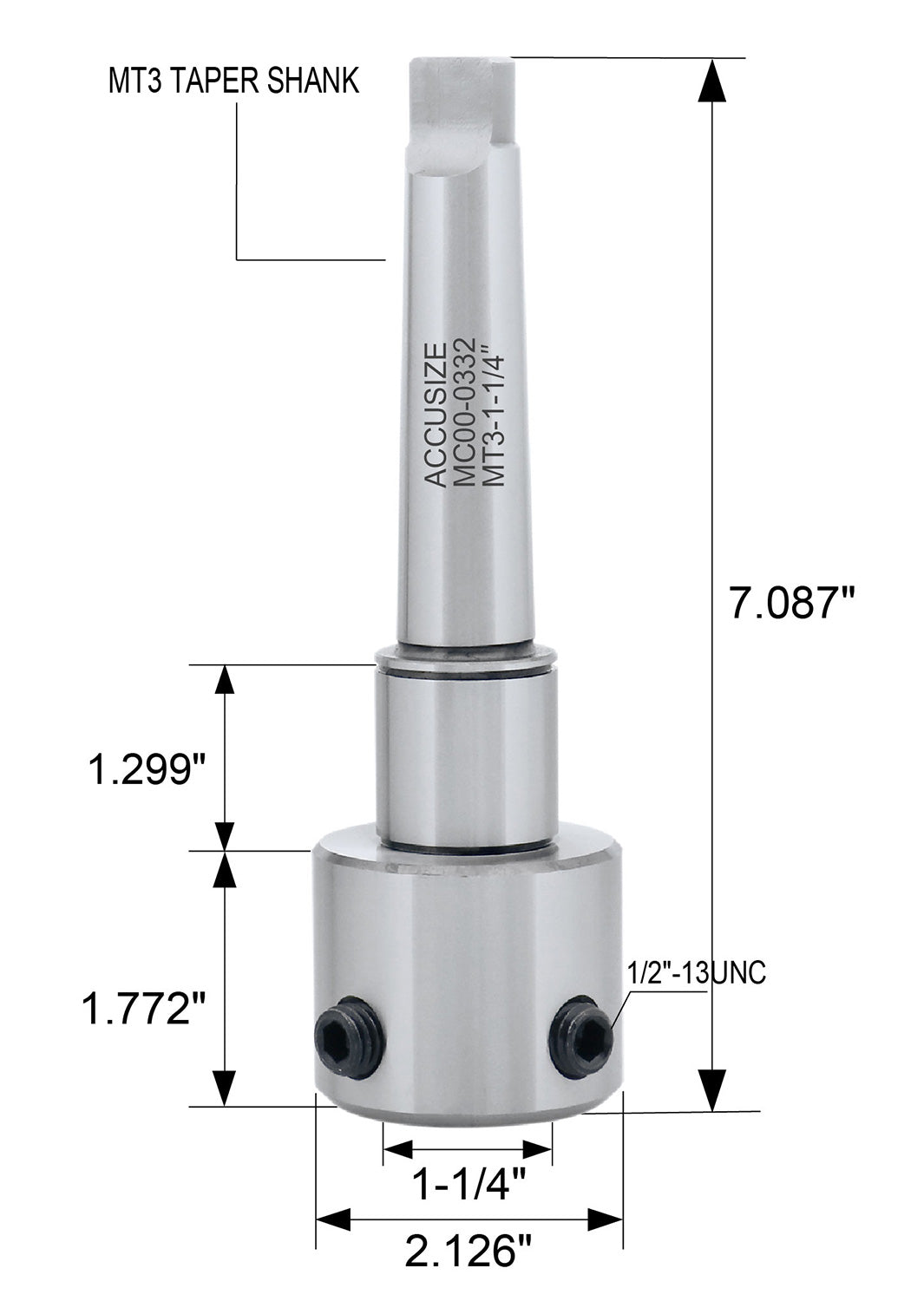 Annular Cutter Arbor, Mt3 to 1-1/4'' Weldon Shank for Drill-Use Annular Cutter on Drill Press, Mc00-0332