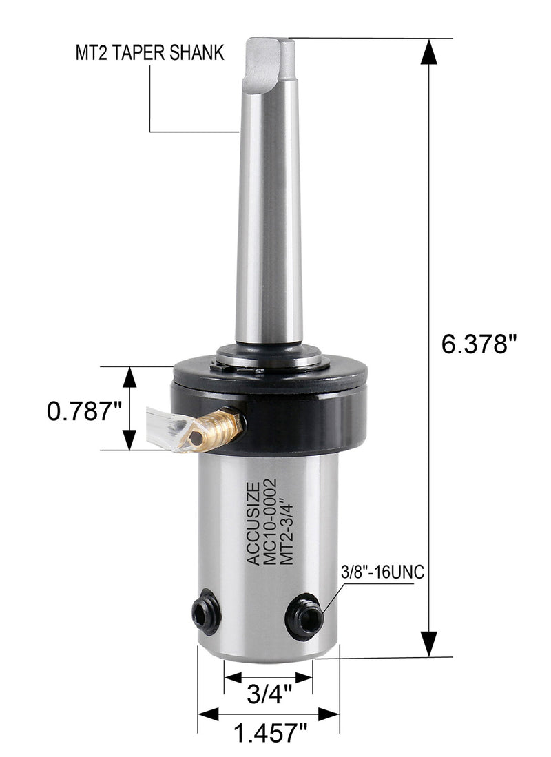 Mt2 to 3/4 inch Weldon Shank with Coolant System for Drill-Use Annular Cutter on Drill Press, Mc10-0002