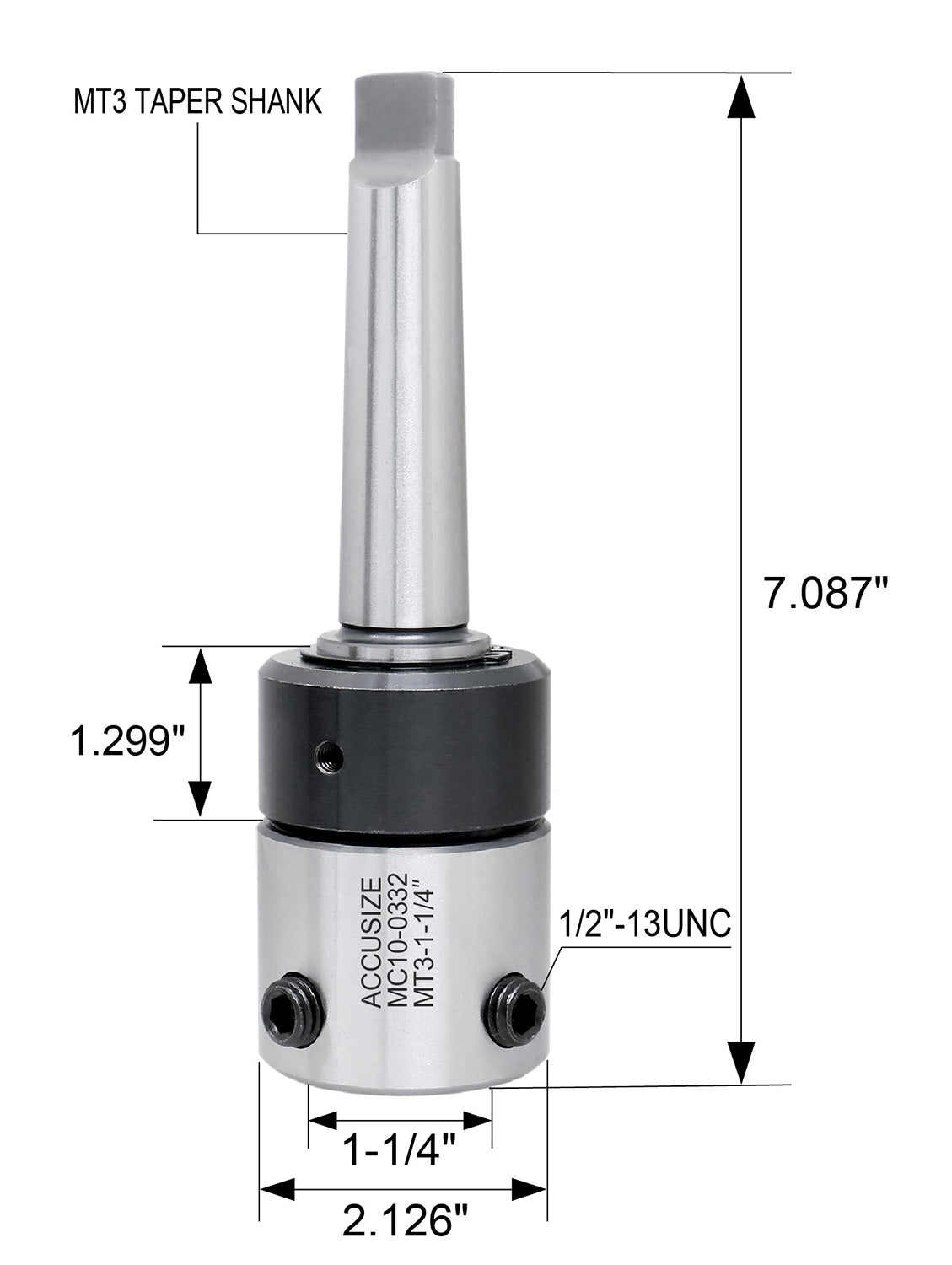 Annular Cutter Arbor, Mt3 to 1-1/4'' Weldon Shank with Coolant System for Drill-Use Annular Cutters, Mc10-0332