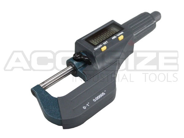 Electronic Digital Outside Mic 0-1"/0-25 mm x0.0005" /0-25mmx0.001mm, with Micrometer Holder, #S907-MD01