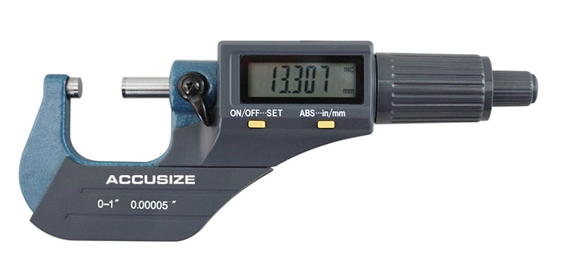 Electronic Digital Outside Mic 0-1"/0-25 mm x0.0005" /0-25mmx0.001mm, with Micrometer Holder, #S907-MD01