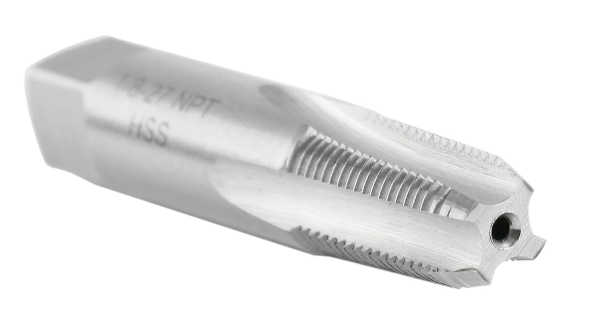 1/8'' to 27, 4 Flutes H.S.S. Taper Pipe Tap-Npt, 2-1/8'' Oal, 3/4'' Thread Length, American Standard, Npt-18