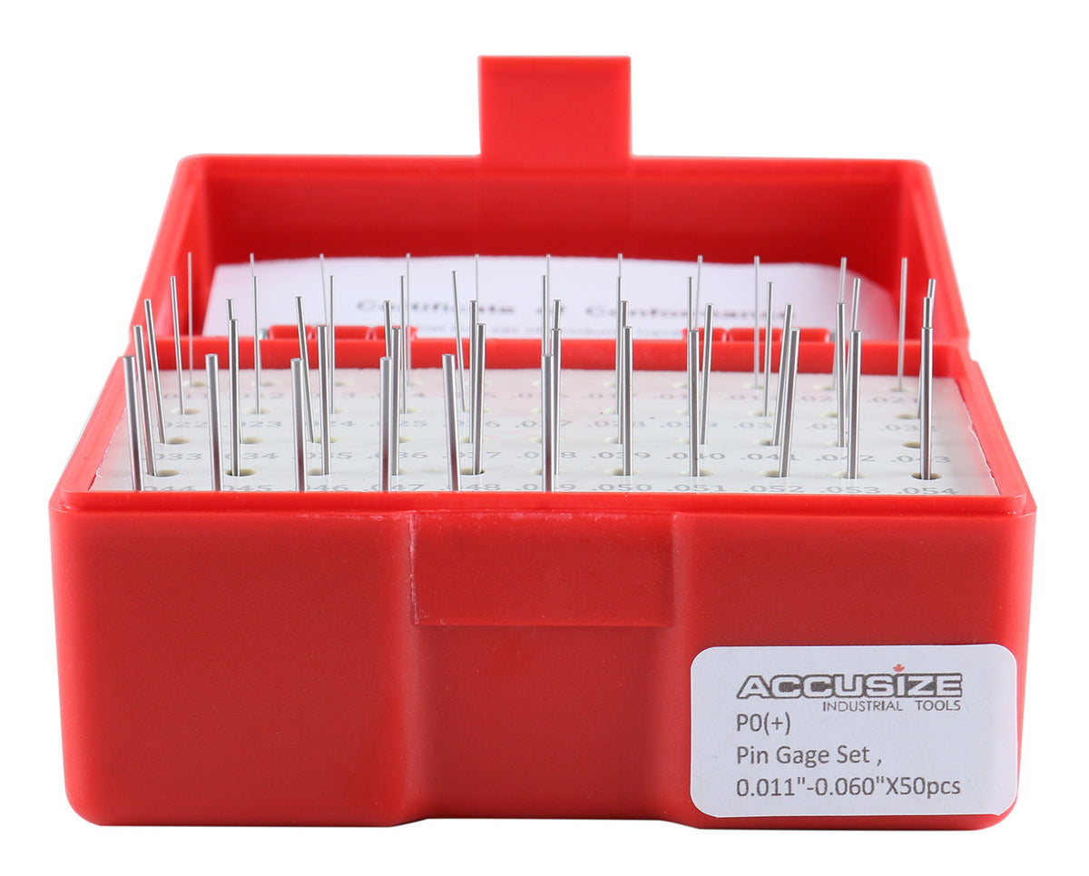 Accusize Industrial Tools 0.011''-0.060'', 50 Pc Steel Plug Pin Gage Set, Plus, Class Zz, P0(+)