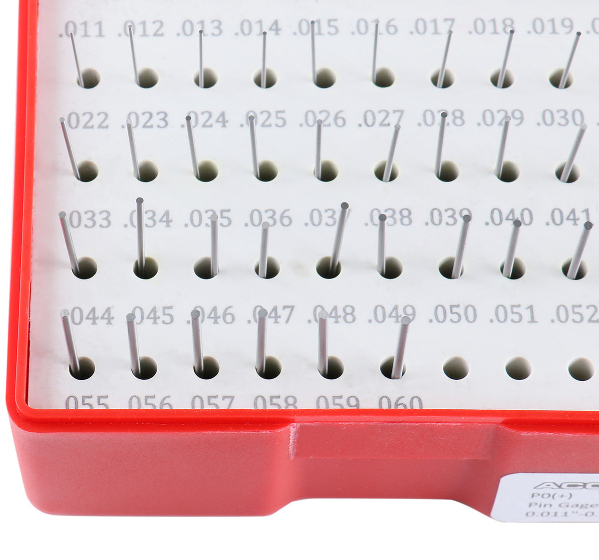 Accusize Industrial Tools 0.011''-0.060'', 50 Pc Steel Plug Pin Gage Set, Plus, Class Zz, P0(+)