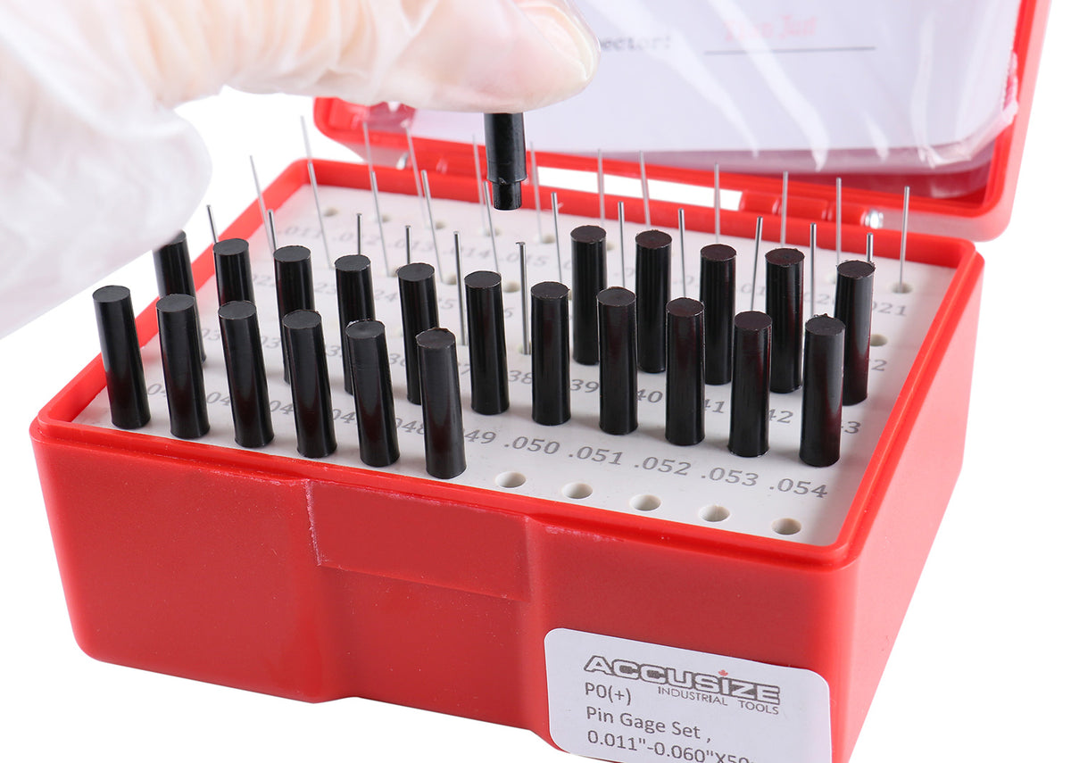 Accusize Industrial Tools 0.011''-0.060'', 50 Pc Steel Plug Pin Gage Set, Plus, Class Zz, P0(+)