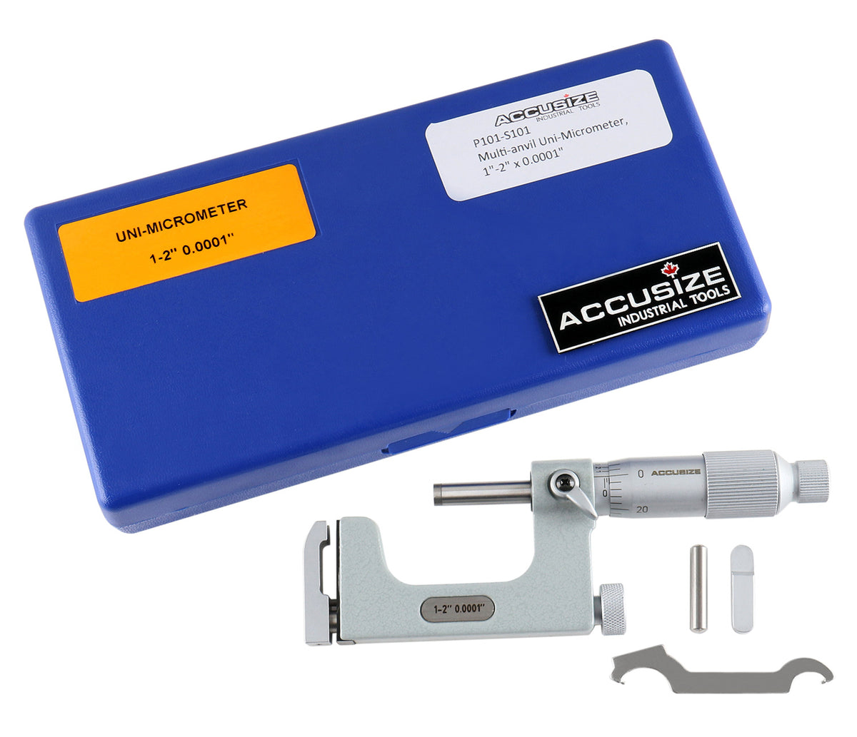 1-2'' x 0.0001'' Multi Anvil Micrometer in Fitted Box, P101-S101