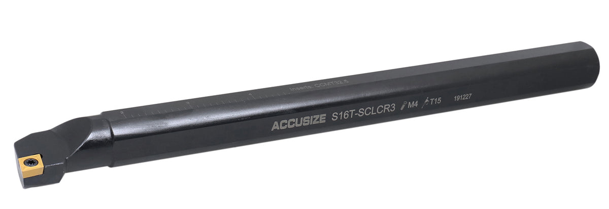 1'' by 12'' Overall Length, Rh Sclcr Indexable Boring Bar with Ccmt32.5 Carbide Inserts, P252-S408