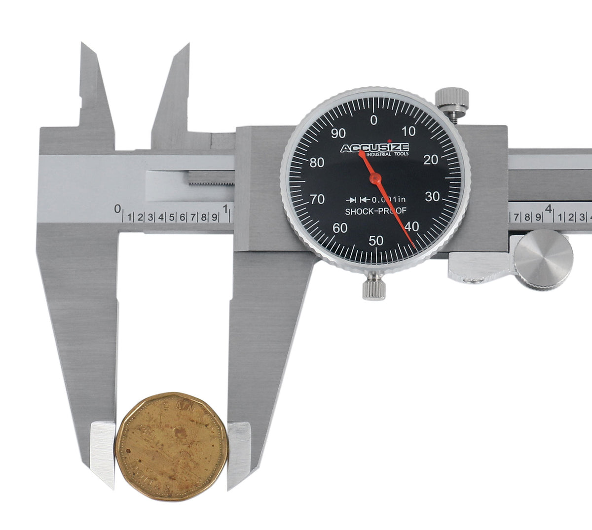 0-12'' by 0.001'' Black Face, Red Needle, Dial Caliper Stainless Steel in Fitted Box, P920-B212
