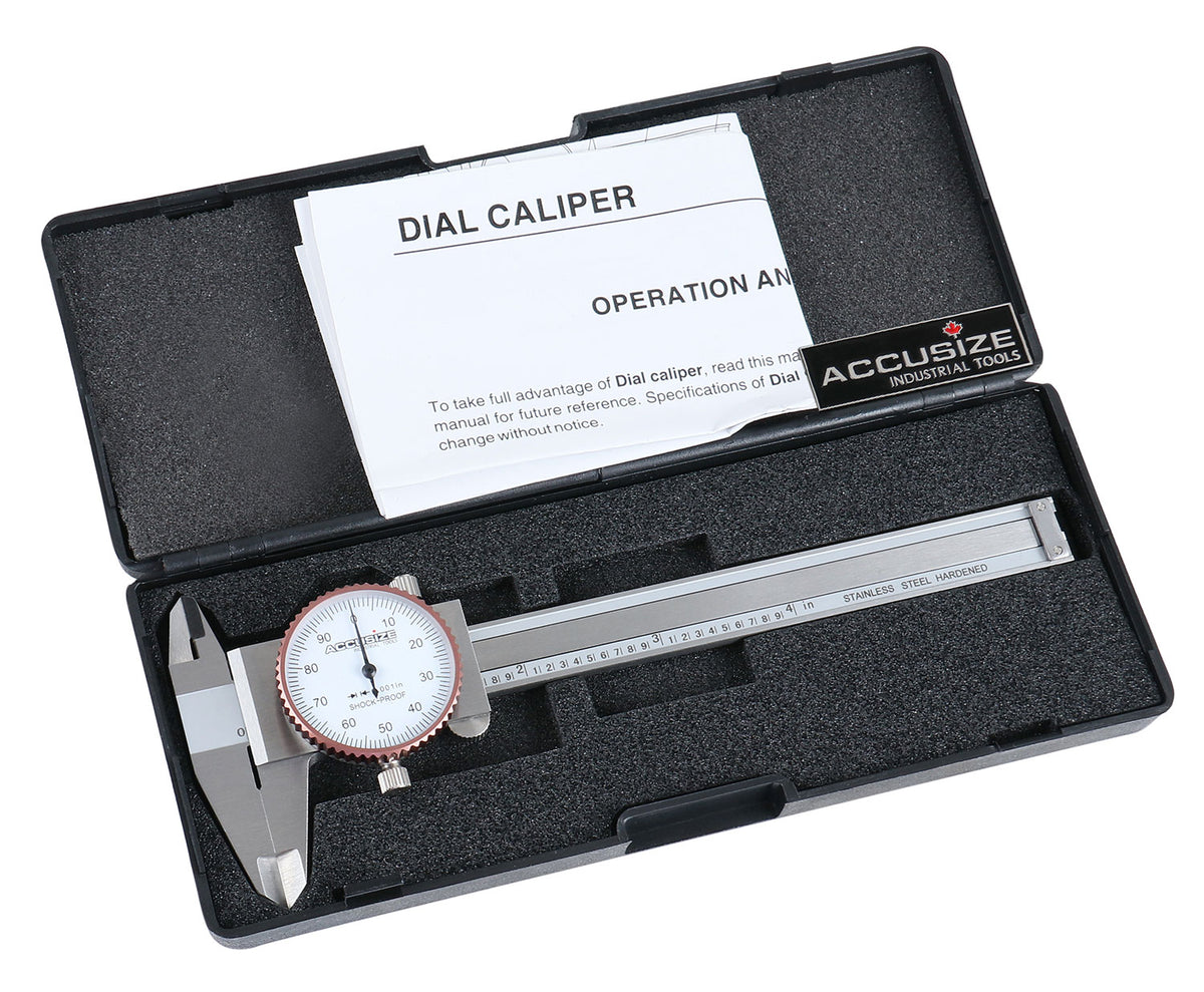 0-4 inch by 0.001 inch Precision Dial Caliper, Stainless Steel, in Fitted Box, P920-S214