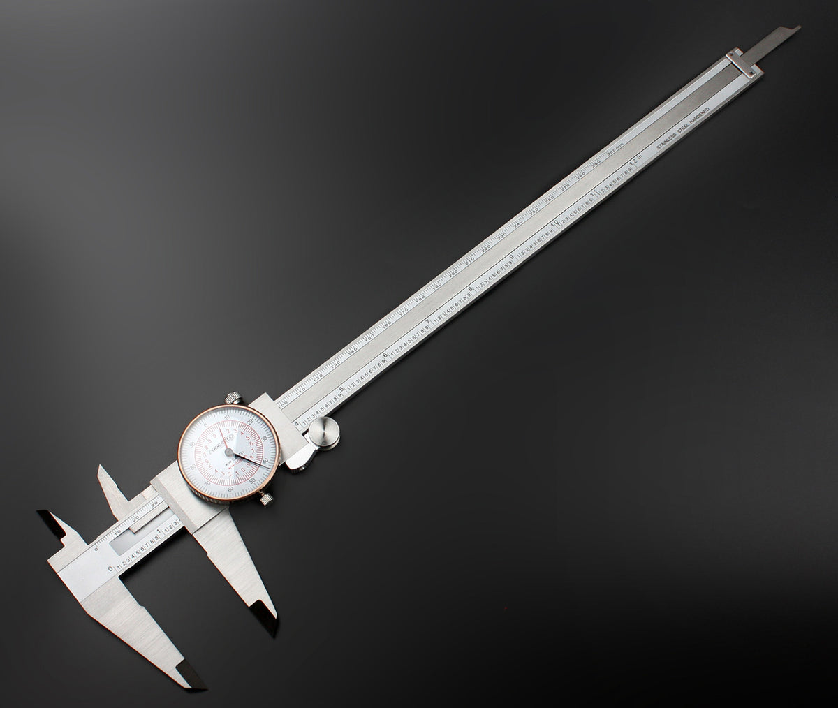 12'' by 0.001''/300mm by 0.02mm Dual Needle Precision Dial Caliper,Imperial/Metric, P920-S232