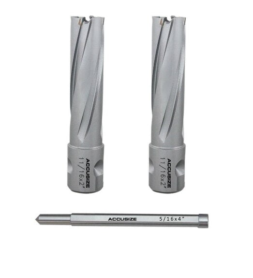 11/16'' x2'' Depth, Carbide Tipped Annular Cutters with One-Touch Shank with a Pilot Pin,