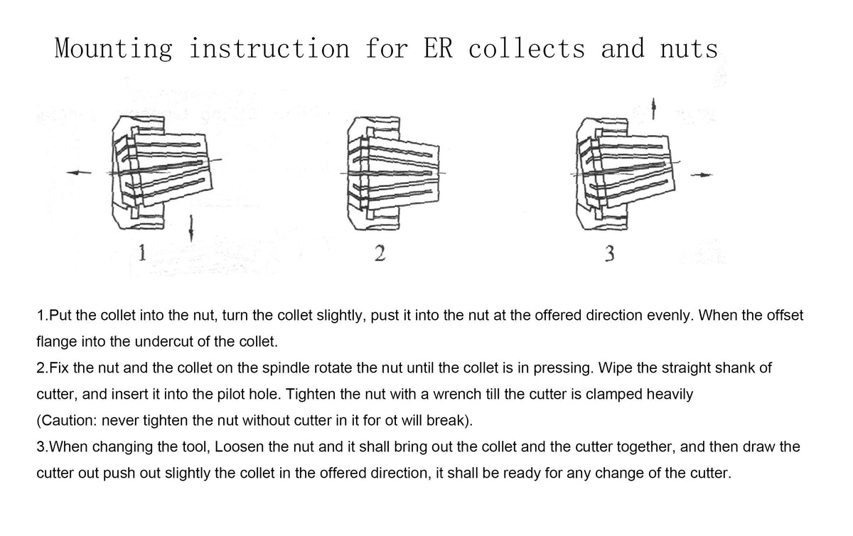 ER Collets and Nuts - Mounting Instructions