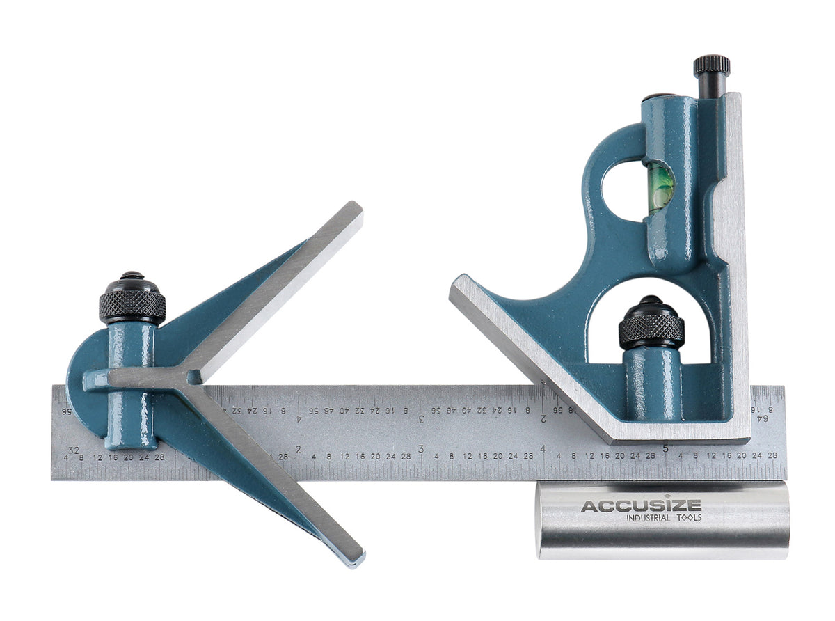 6'' 3 Pc Combination Square Ruler Set Protractor Satin, 4-R Graduation, 0000-8100