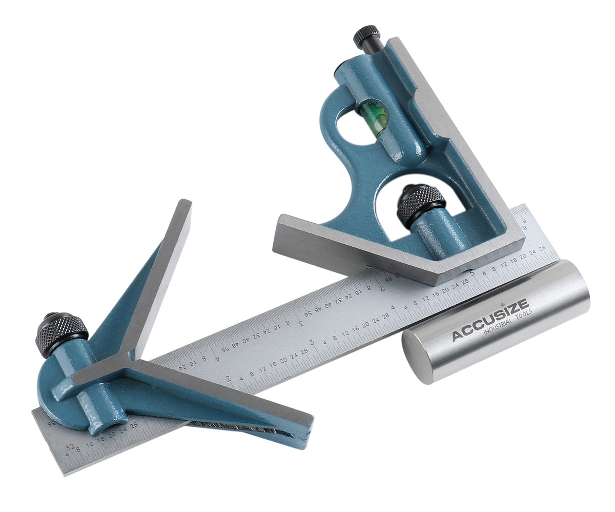 6'' 3 Pc Combination Square Ruler Set Protractor Satin, 4-R Graduation, 0000-8100
