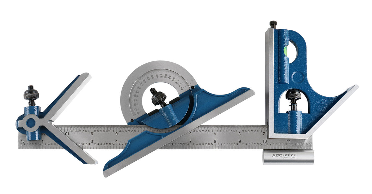12'' 4 Combination Square Ruler Set Protractor Satin, 4-R Graduation, 0000-8101