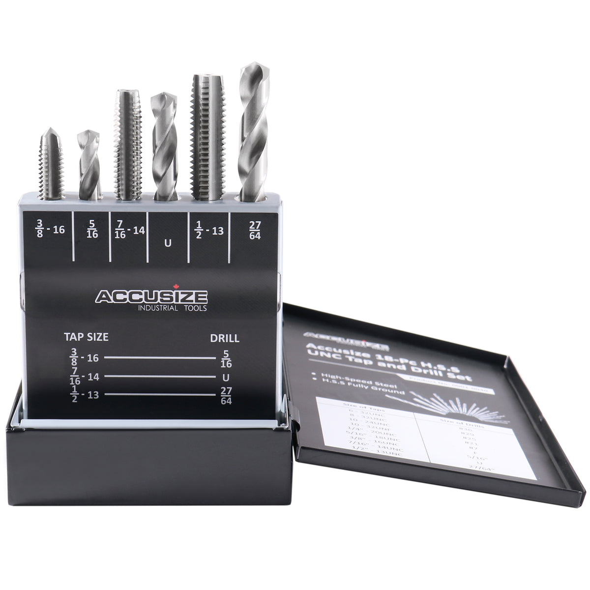 HSS Tap and Drill Set, UNC, 18 Pc, 0001-0040
