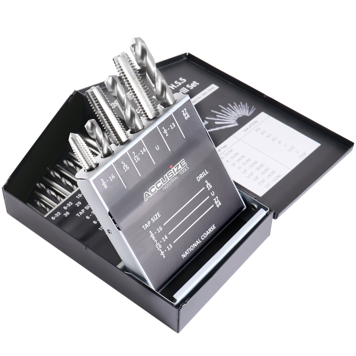 HSS Tap and Drill Set, UNC, 18 Pc, 0001-0040