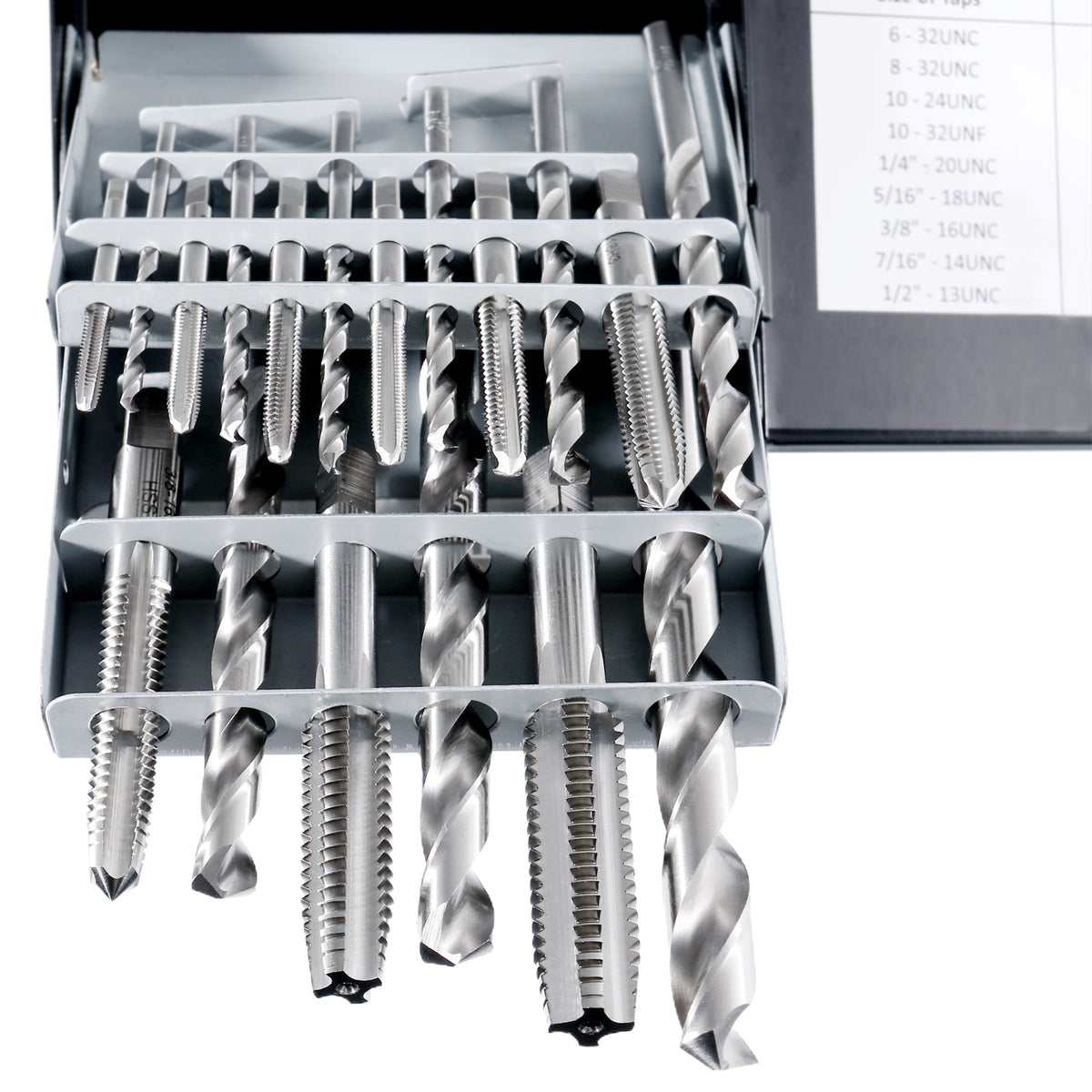 HSS Tap and Drill Set, UNC, 18 Pc, 0001-0040