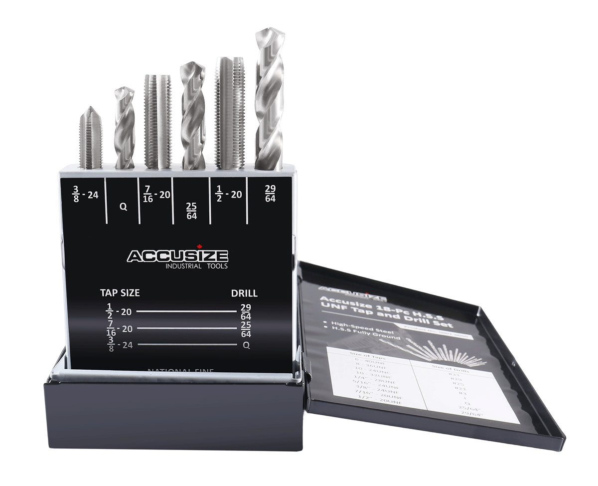 U.N.F. 18 Pc H.S.S. Tap and Drill Set, 0001-0050