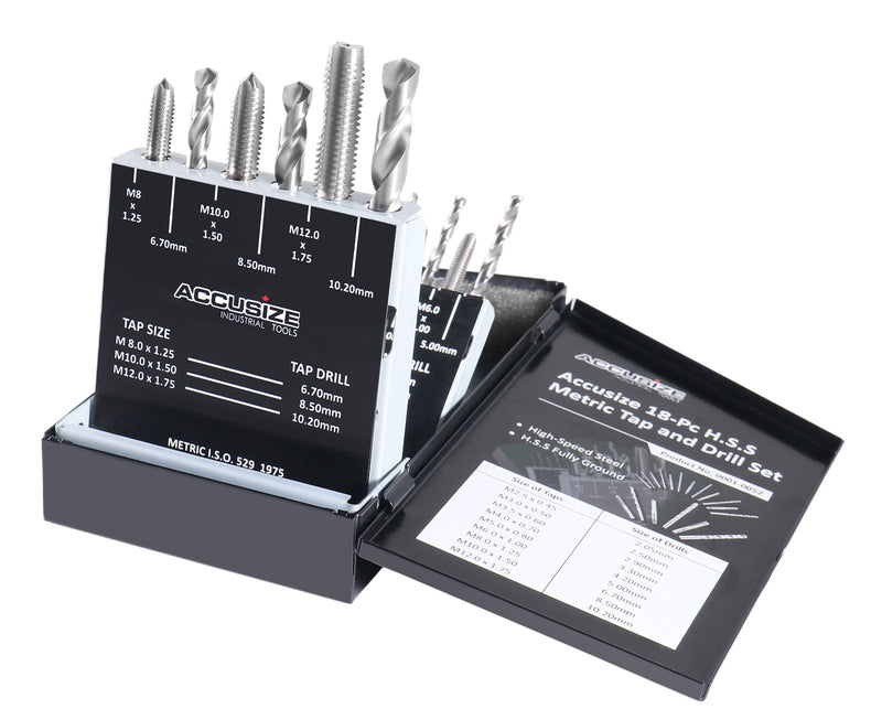 18 Pc Hss Tap and Drill Set, Metric, 0001-0052