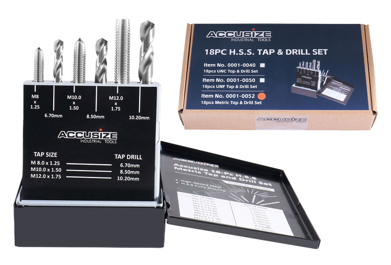 Metric 18 Pc H.S.S. Tap and Drill Set, 0001-0052
