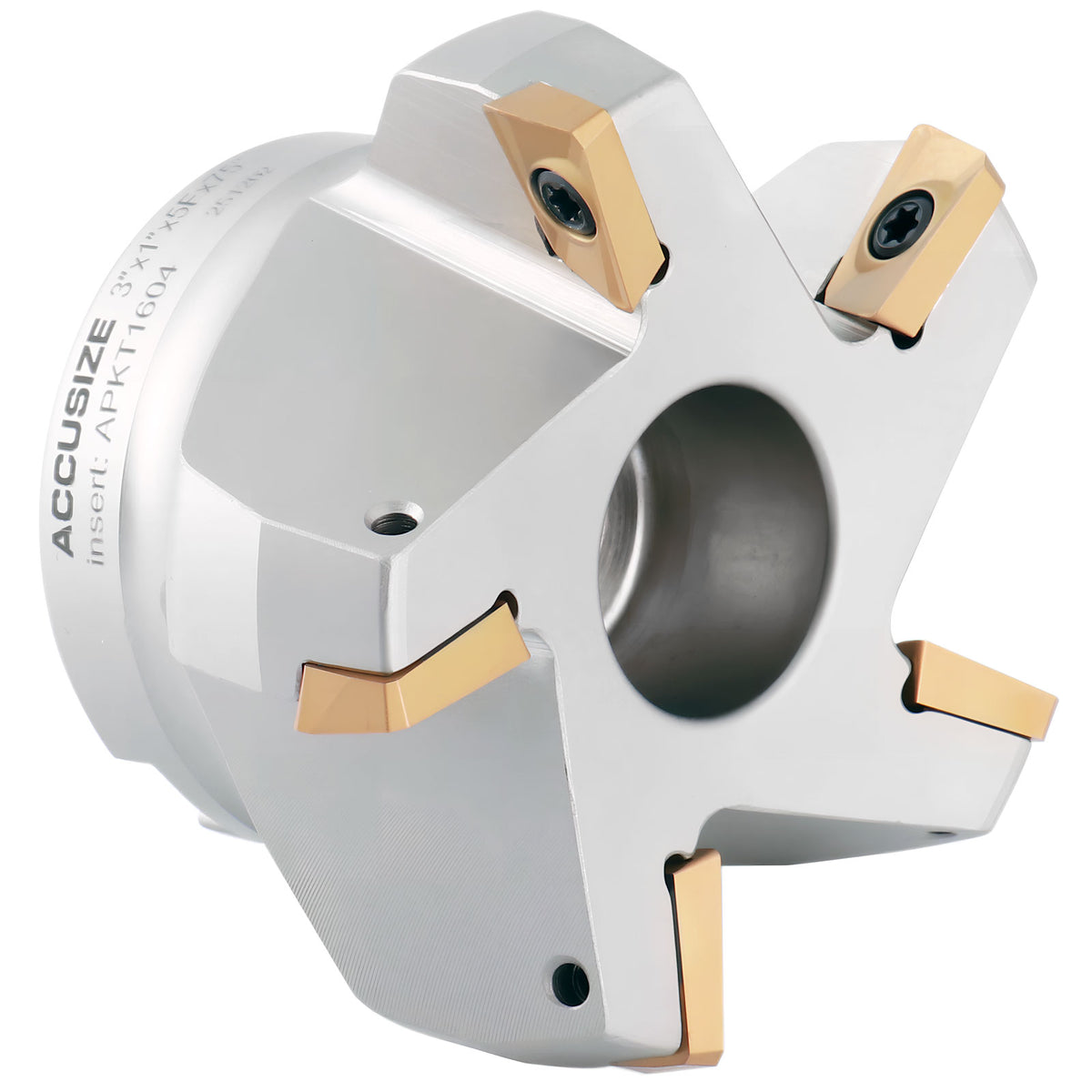 75 Degree Indexable Face Mill with 5 Pcs Apkt1604 Carbide Inserts, 3'' Cutting Diameter by 1'' Arbor Hole, 0028-2602