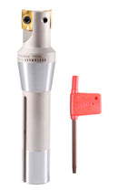 1'' by 5-27/32'' 90 Degree R8 Shank Indexable End Mills with 2 Apkt1604 Carbide Inserts Installed, 0028-6903