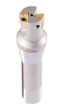 1'' by 5-27/32'' 90 Degree R8 Shank Indexable End Mills with 2 Apkt1604 Carbide Inserts Installed, 0028-6903