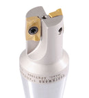 1'' by 5-27/32'' 90 Degree R8 Shank Indexable End Mills with 2 Apkt1604 Carbide Inserts Installed, 0028-6903