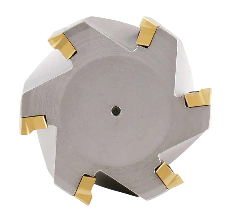 2-1/2'' Cutting Diameter by 6-1/8'' Oal 90 Degree R8 Shank Indexable End Mill with 6 Apkt1604 Carbide Inserts, 0028-6907
