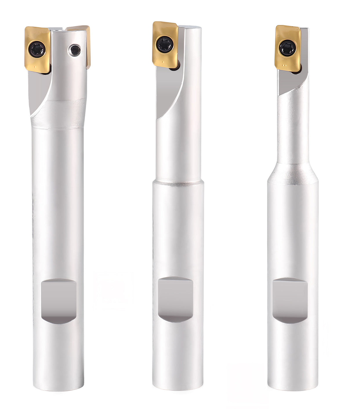 3 Pc 90 Degree Indexable End Mill Set with Apkt11t3 Inserts, Cutter Diameter Includes 3/8'', 1/2'' and 5/8'', 0028-8308
