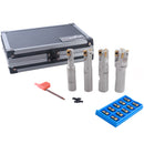 4 Pc 90 Deg Indexable End Mill Set with Apkt11t3 Inserts, Cutter Diameter Includes 1/2'', 5/8'', 3/4'' and 1'', 0028-8416