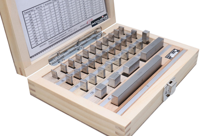 36 pc Steel Gage Block Set, Grade As-2 ASME B89.1.9-2002, with MFG's C