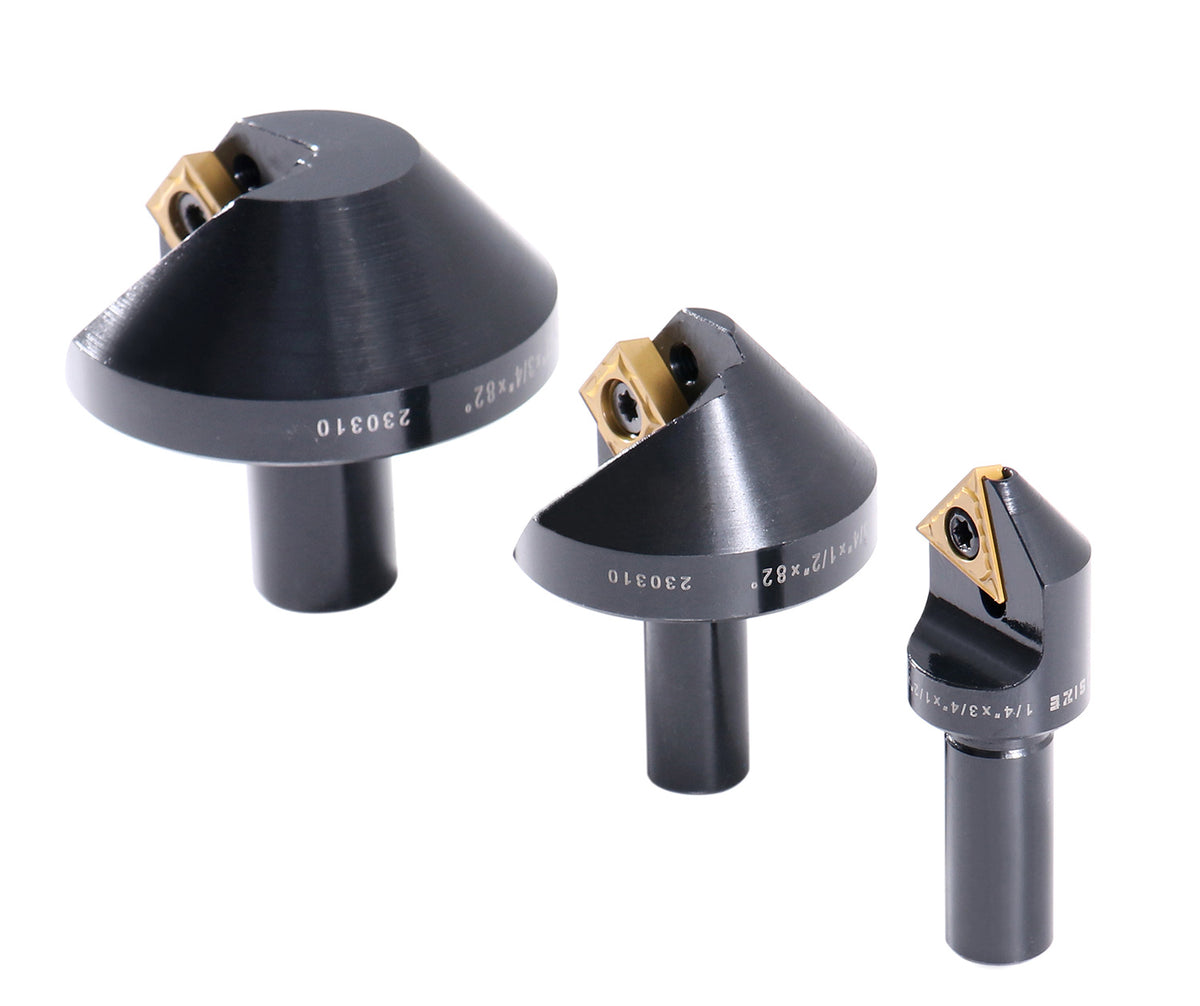 Accusize Industrial Tools, 1/4'', 1/2'' and 1-1/4'' 82 Degree Indexable Carbide Countersinks, 0046-0982
