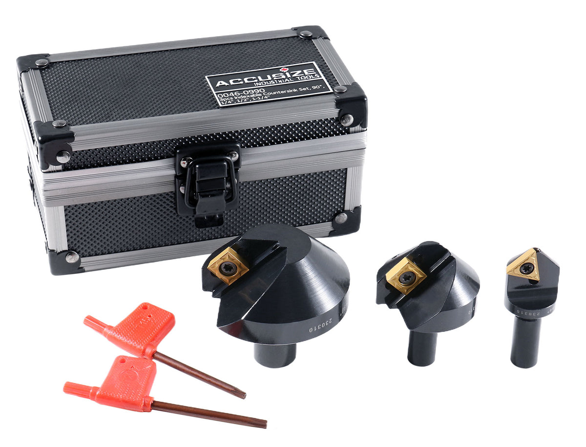 1/4'', 1/2'' and 1-1/4'' 90 Degree Indexable Carbide Countersinks, 0046-0990