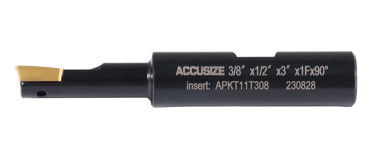 '- 3/8'' 90 Deg Square Shoulder Indexable End Mill with 3'' Overall Length, Apkt11t3 Carbide Inserts, 1 Flute, 0056-0912